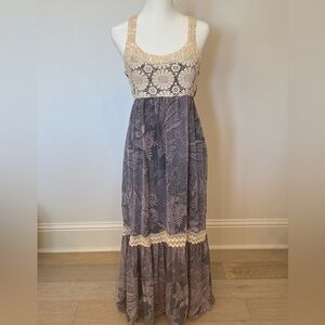 Size 8 Boho Maxi dress with lace details.